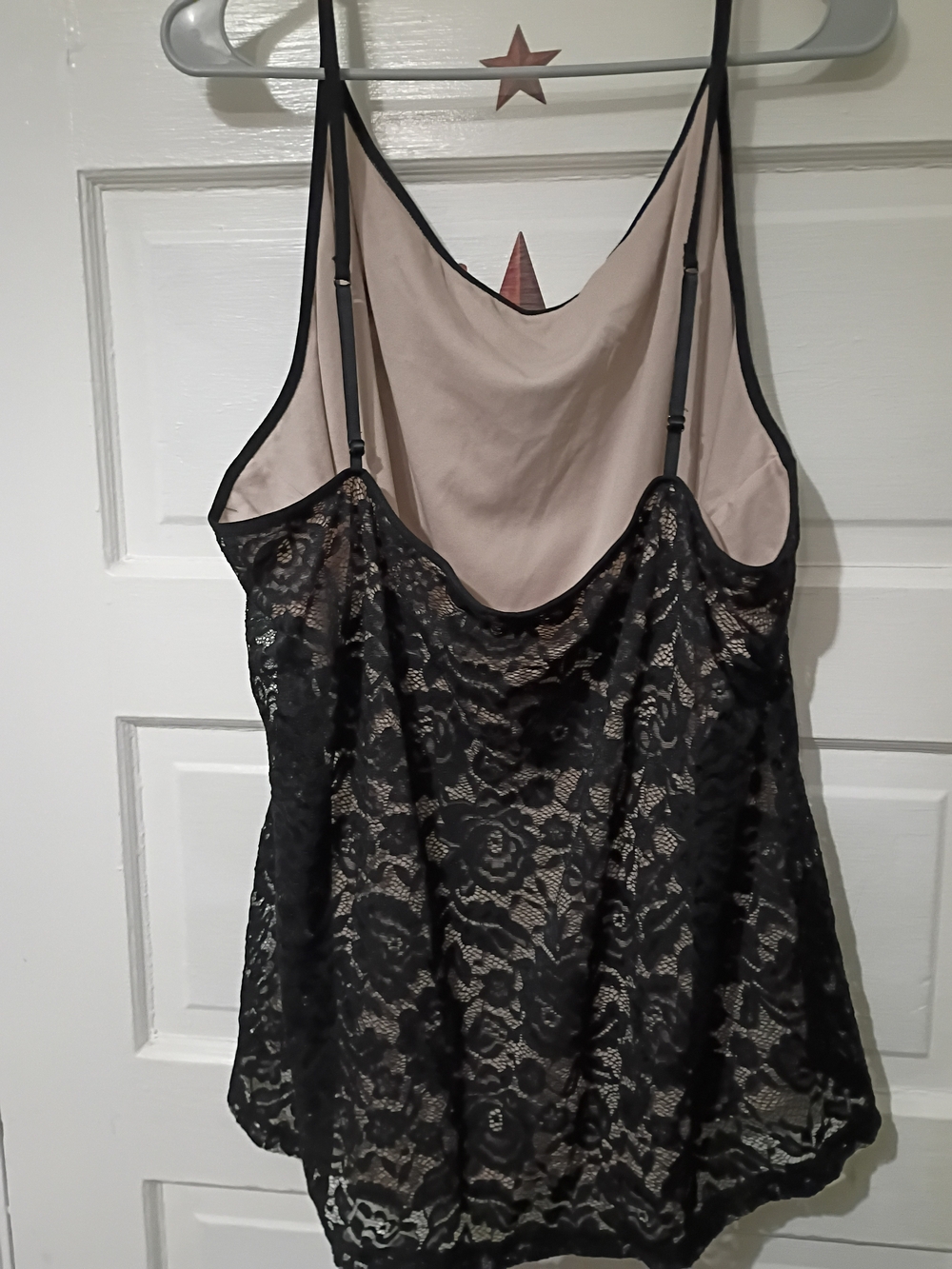 Maurices Black Lace Overlay Tank Top with Cream Lining 3x - Picture 2 of 2